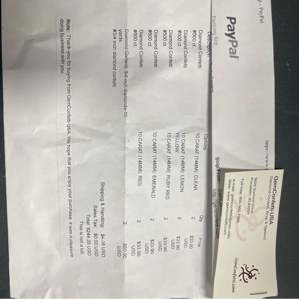 Diamond Confetti 10 Carat 10 Packets of 500 In Clear, Ruby, Emerald, Red, Yellow - Picture 7 of 7